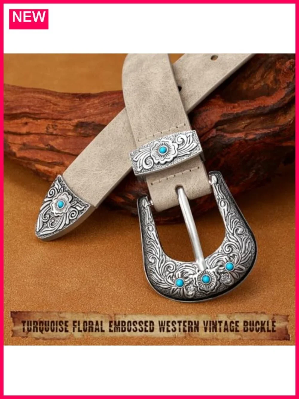 Women Western Belt Artificial Suede Leather Vintage Carved Buckle Cowgirl
